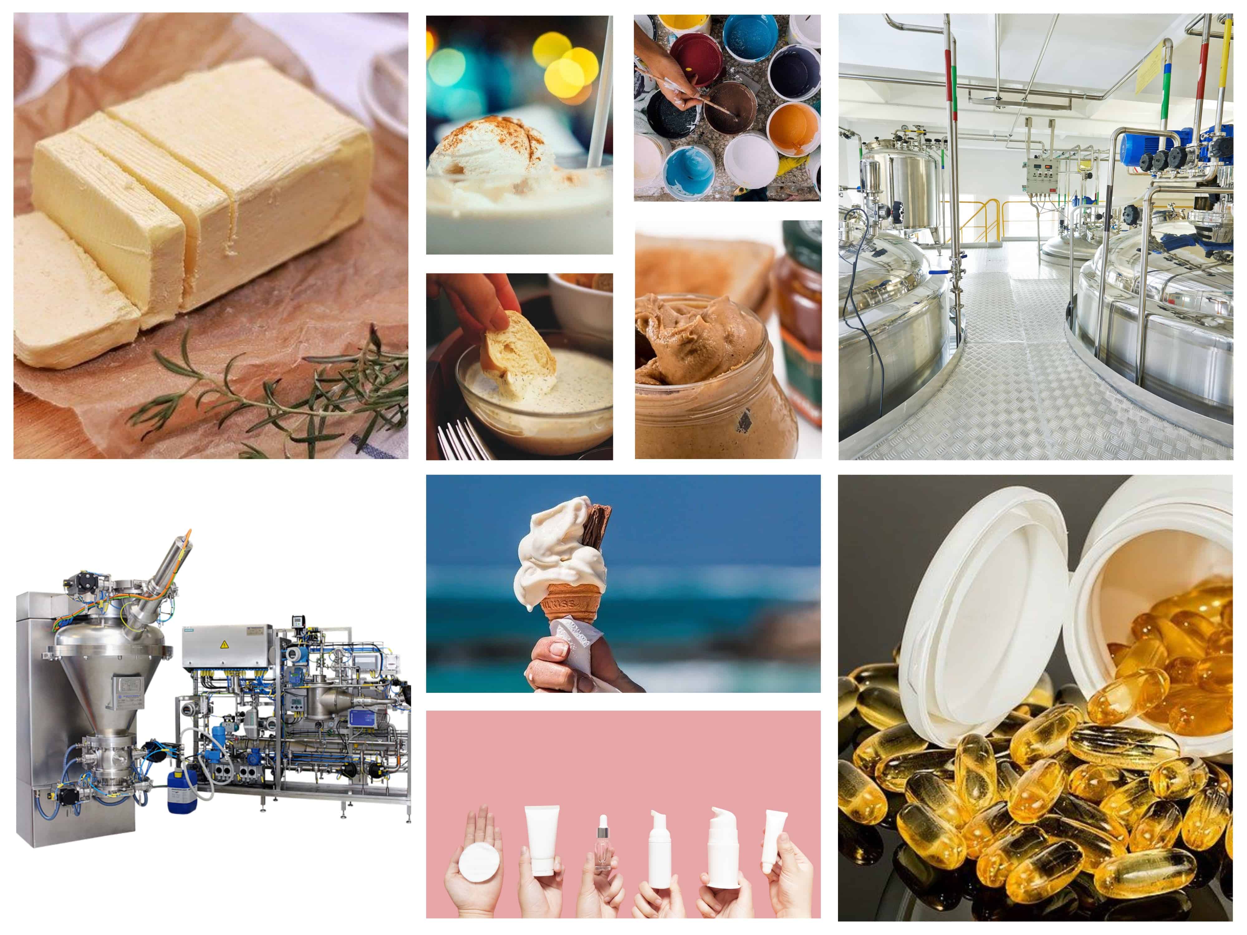 Emulsions density viscosity – applications – butter, mayonnaise, cosmetics, pharmaceuticals, icecreams, desserts, paints